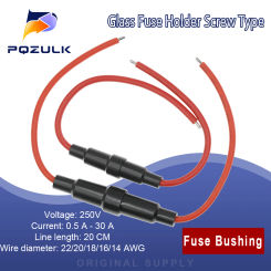 5*20MM 6*30mm Glass Tube Fuse Holder Screw Type Quick Blow 5X20MM Fuses with 22 20 18 16 14AWG Wire 250V for Car
