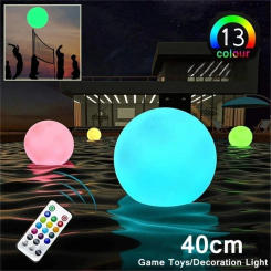 1pcs 40cm RGB Floating Pool Light 16in 13 Colors Glowing Decorative Beach Ball For Outdoor Swimming Pool Pool Sports Equipment