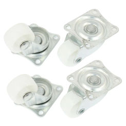 uxcell 4pcs Luggage Case Carts 1" Round Rotatable Swivel Wheel Caster Silver Tone White
