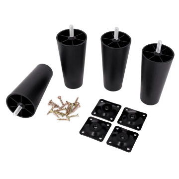 4pcs Plastic Furniture Legs Plastic Round Tapered Table Cabinets feet Sofa Bed TV Cabinet legs black Furniture feet multi-size