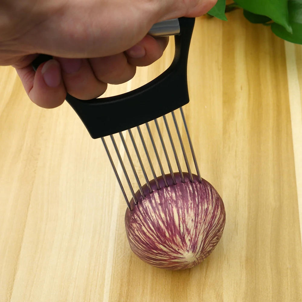 Description Picture 6 of itemStainless Steel Onion Slicers Holder Vegetable Tomato Shredders Kitchen Tools for Slicing Meat Cheese Blocks Pin Needle
