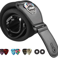 LEKATO LGS-2 Bass Guitar Strap with 6 Pick Adjustable Cowhide Acoustic Electric Bass Strap Guitar Belt Guitar parts Accessories
