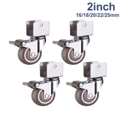 4Pcs Furniture Casters 2 inch crib Casters Cabinet Clamp with Brake Wheels Soft Rubber Swivel Caster Furniture Hardware Fittings