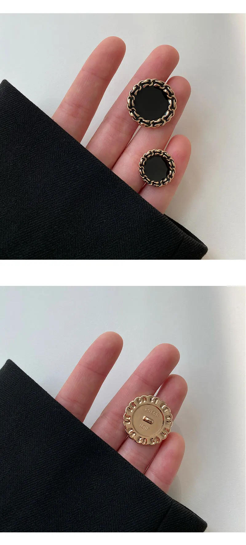 Description Picture 3 of itemLuxury Retro Metal Sewing Buttons For Clothes Embellishment Coat Decor Diy Craft Supply Black White Needlework Accessories 6pcs