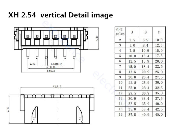 Description Picture 3 of item10sets SH1.0 JST1.25 PH2.0 XH2.54 SH/JST/ZH/PH/XH Horizontal / Vertical SMD Pin Header + Housing + Terminal Set 2.54mm