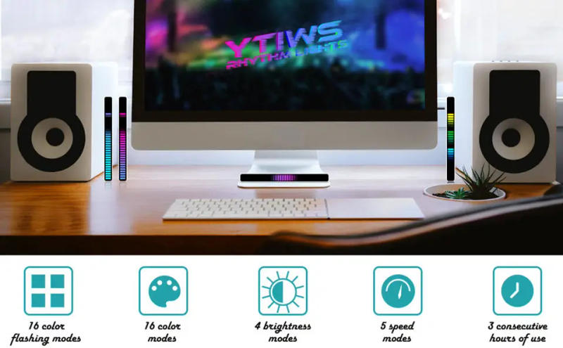 Description Picture 2 of itemLED Light Music Sync Bluetooth Desk Lamp Rechargeable Ambient Lighting USB APP Control Night Light For Decorate Room And Car