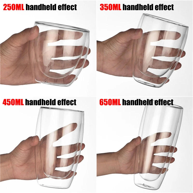 Description Picture 3 of item2-18PCS Double Wall High Borosilicate Glass Mug Heat Resistant Tea Milk Juice Coffee Water Cup Bar Drinkware Gift Creativity Set