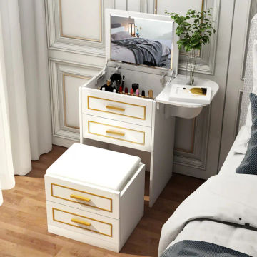 European Style Bedroom Drawer Dressers Hotel Dressing Table Apartment Storage Cabinet Makeup Chair Home Furniture Bedside Table