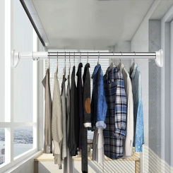 HOT-Stainless Steel Telescopic Adjustable Rod Clothes Dryer Stainless Steel Tension Rod Bathroom Rail Can Be Used for 27.56-39.3