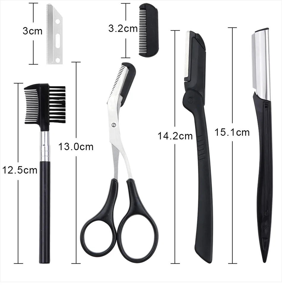 Description Picture 6 of item4/6/8/11Pcs Professional Eyebrow Trimmer Set Scissors Tweezers Eyebrow Scraping Comb Clip Forceps Cosmetic Eyebrows Makeup Tools