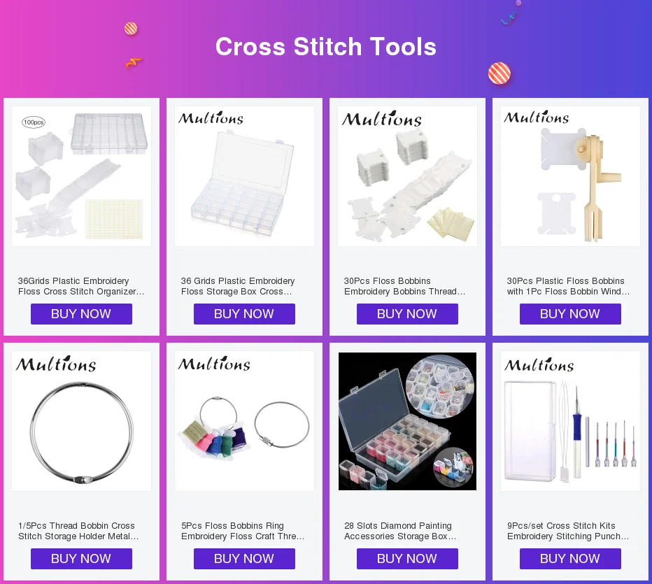 Description Picture 2 of item24 Grids Plastic Cross Stitch Embroidery Floss Storage Box Floss Bobbins Storage Organizer DIY Cross Stitch Sewing Supplies