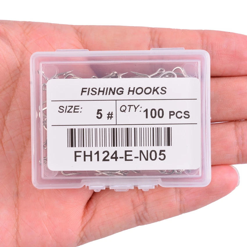 Description Picture 4 of item100pcs/ Box Long Shank Sea Fishing Hook 1#-10# Fishhook Stainless Steel Sharp Barbed Offset Narrow Bait Fishing Hooks Saltwater