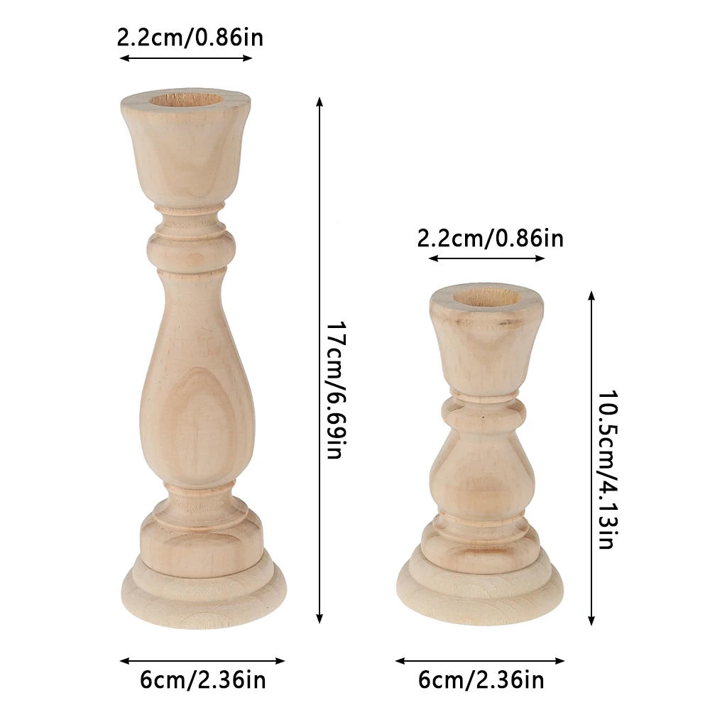 Description Picture 3 of itemWooden Candlesticks Unfinished DIY Classic Craft Candle Holders for Paint or Living Room Home Wedding Holiday Decorations