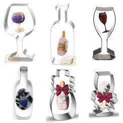 1pcs Wedding Wine Glass Champagne Bottle Metal Cookie Cutter Fondant Cake Decor Biscuit Chocolate Mould Pastry Tools