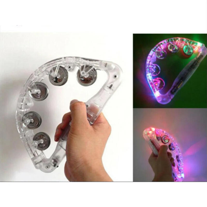 Description Picture 6 of itemFlashing Tambourine LED Light Up Sensory Toy For Kids Musical Instrument Shaking Noisemakers Three Color Light Concert Party