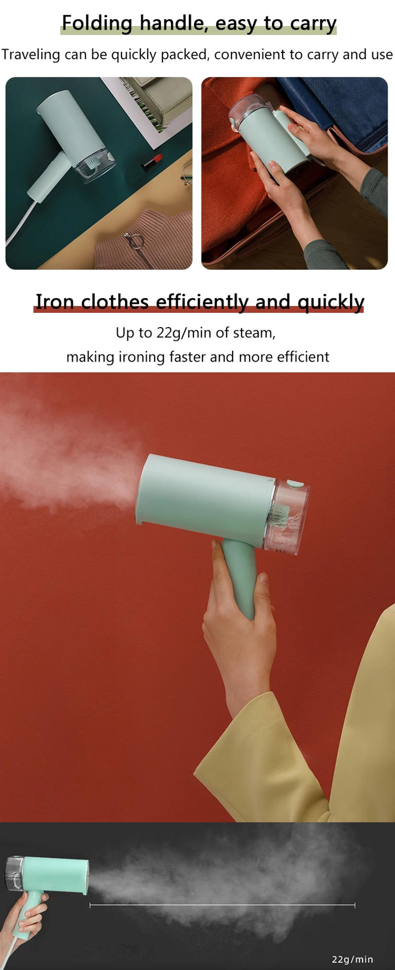 Description Picture 3 of itemDMWD Household Handheld hanging Iron Portable Folding Steam Iron Electric Garment Steamer Mini Ironing Machine Fast Heat Travel