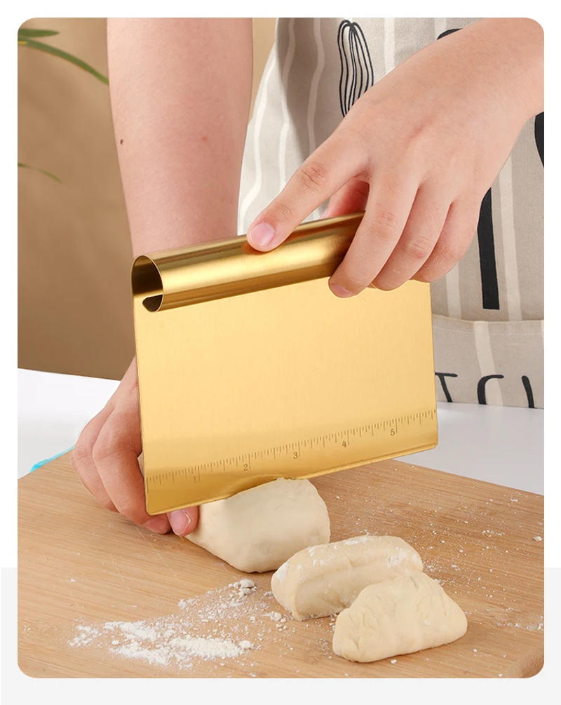 Description Picture 4 of item1/2Pcs Bread Scraper Stainless Steel Pizza Dough Scraper Cake Spatulas Tools Bread Baker Kitchen Utensils Pastry Cutter Changfen
