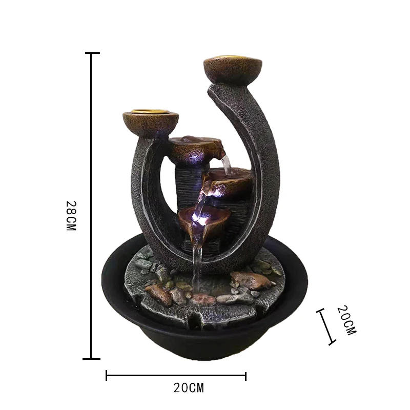 Description Picture 6 of itemMultifunction Indoor Water Fountain & Candle Holders With LED Lights Three Tier Soothing Cascading Tabletop Fountains With Rocks