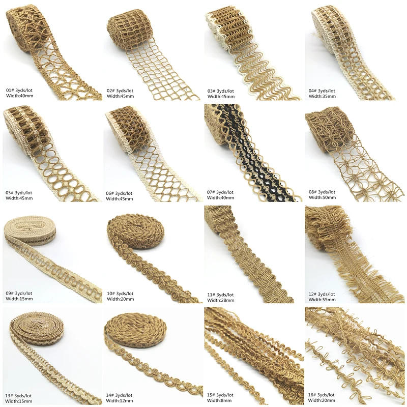 Description Picture 3 of item3 yards Natural Jute Burlap Hessian  Ribbon Twine Flower Pattern Wedding Party Supplies   DIY  Rope Craft