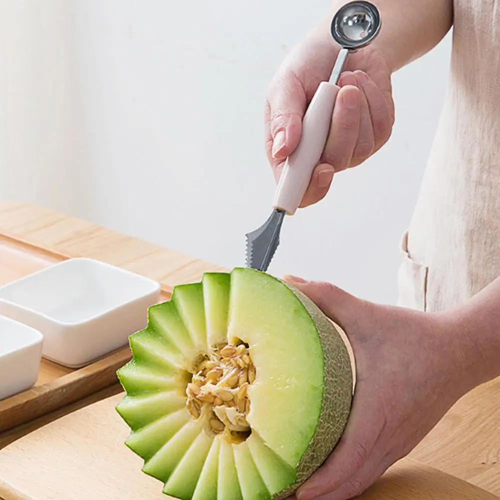 Description Picture 3 of itemKitchen Accessories Dual-head Stainless Steel Carving Knife Fruit Watermelon Ice Cream Baller Scoop Stacks Spoon Home gadgets