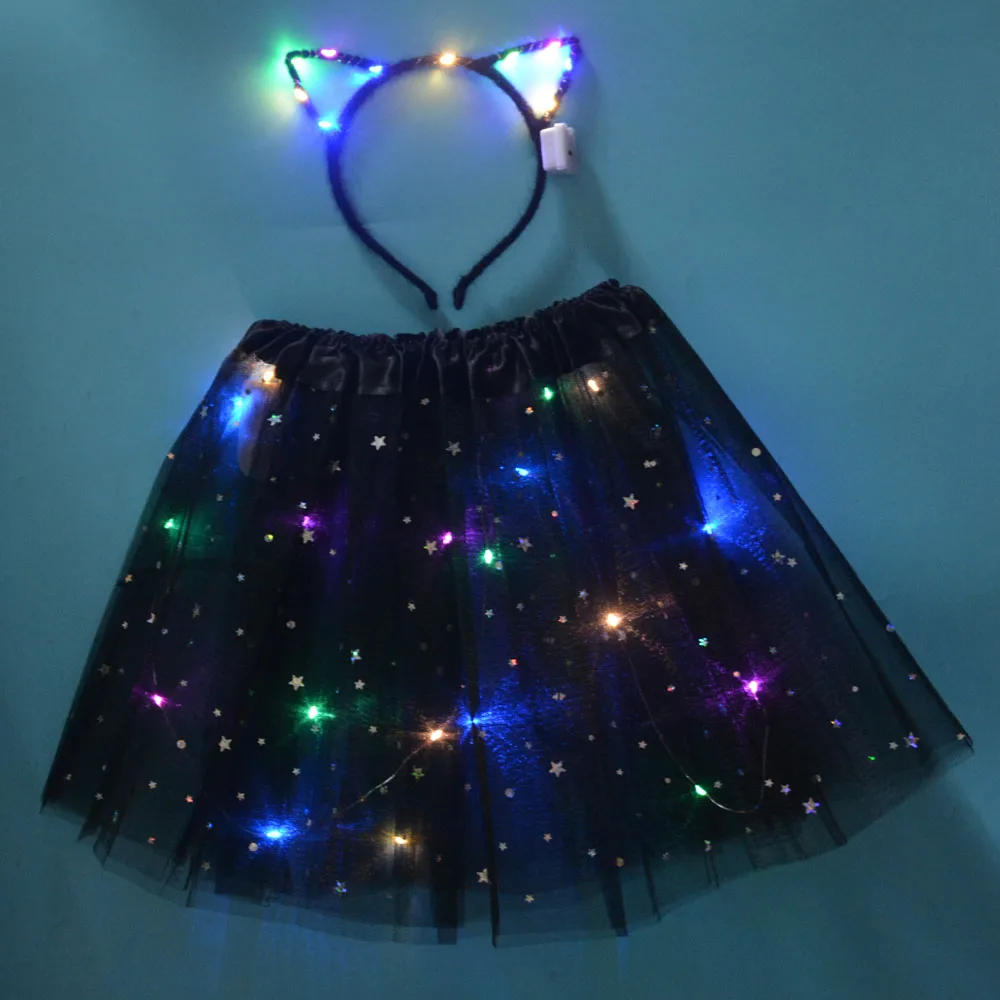 Description Picture 5 of itemLight Up LED Kids Women Girl Animal Cat Leopard Ears Headband Tutu Skirt Costume Glow Party Christmas Halloween Festival
