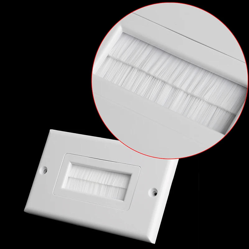 Description Picture 4 of item1 Single Gang Bristles Brush Wall Plate Port Insert Cover Outlet Mount Panel B03E