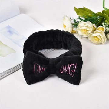 New OMG Letter Coral Fleece Wash Face Bow Hairbands For Women Girls Headbands Headwear Hair Bands Turban Hair Styling Tools