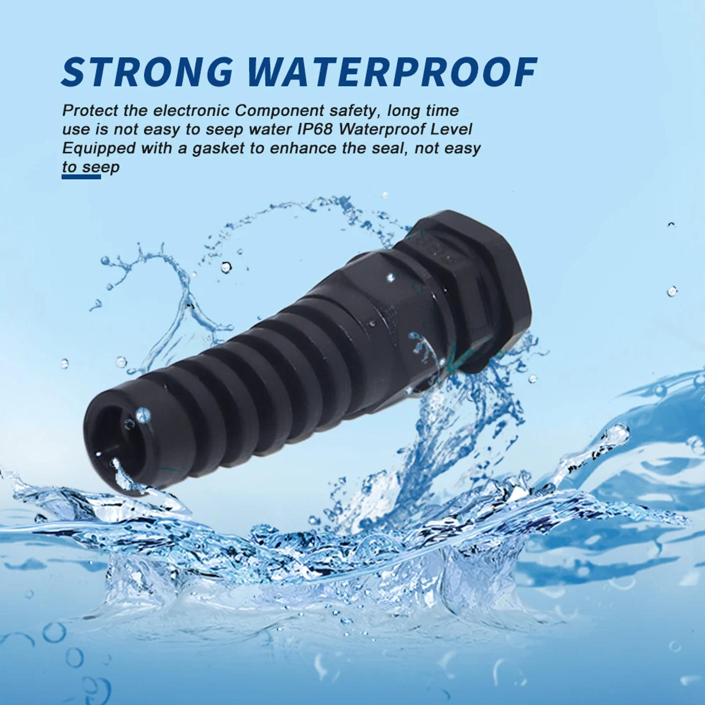 Description Picture 4 of item5Pcs Black Waterproof Cable Gland Anti-Bending PG7 Plastic Joint M12 M16 M20 Nylon Torsion-proof Joint PG9 Cable Fixing Glands