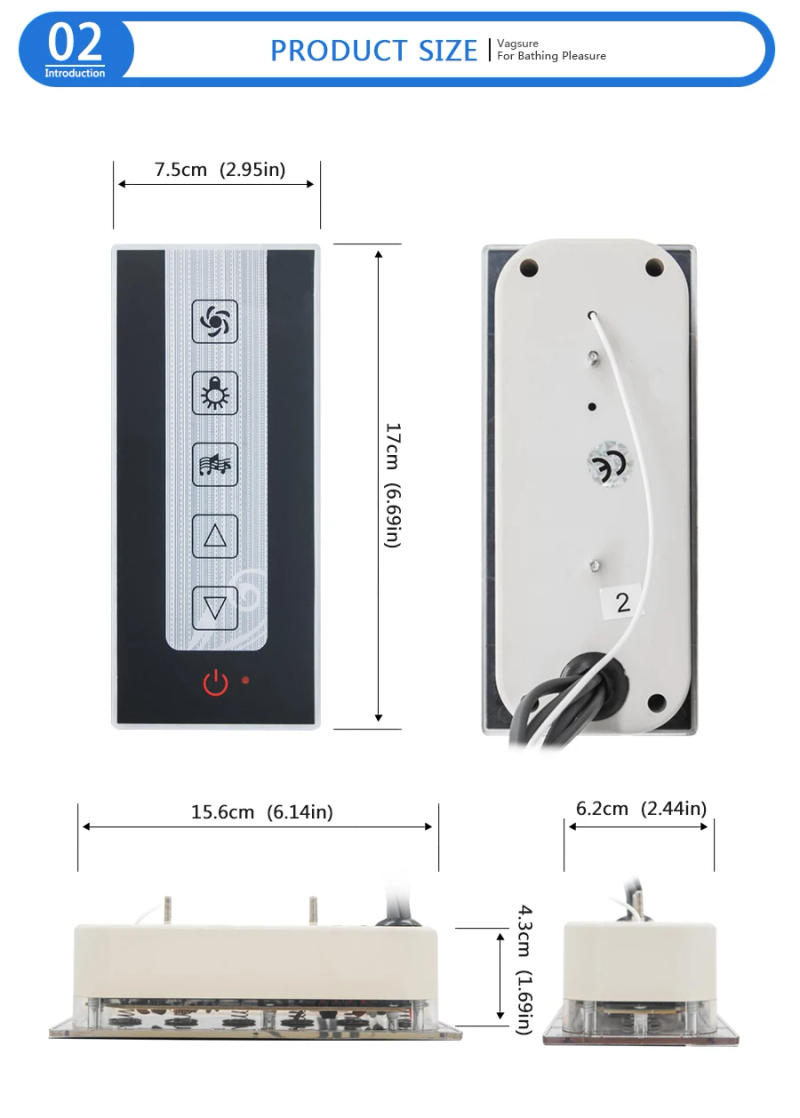 Description Picture 3 of itemAC 12V Black Induction Shower Radio Control Panel Shower Room Cabinet Controller for light/Fan/Speaker