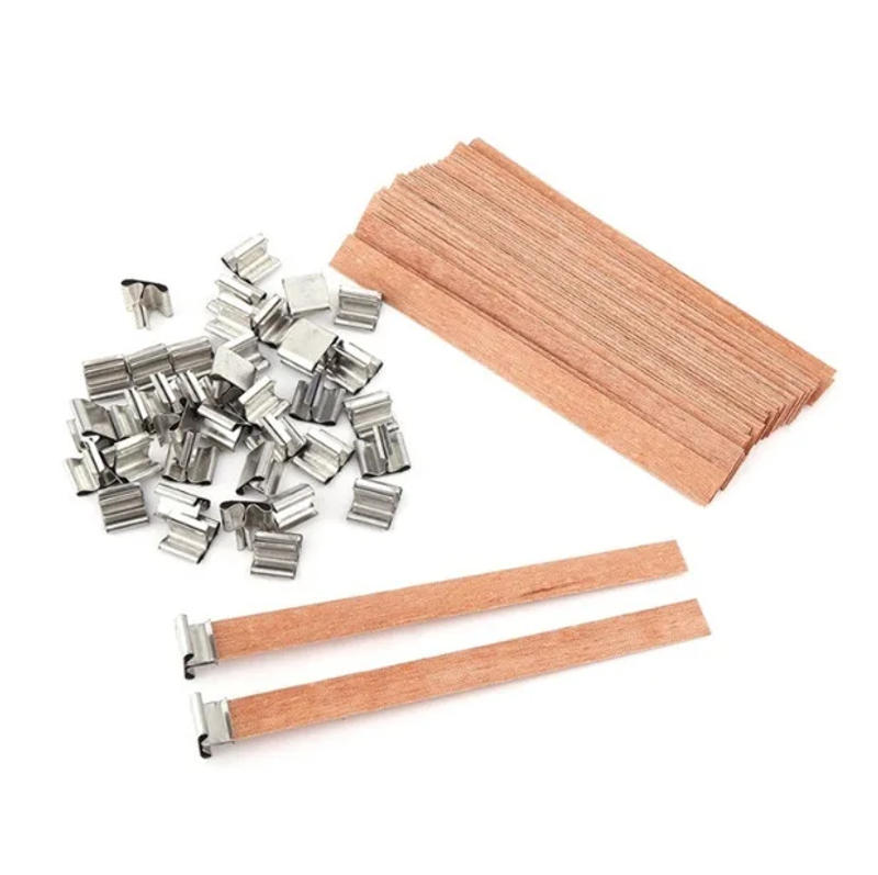 Description Picture 6 of item30pcs Wooden Candle Wicks Candle Making Set Wicks with Clip Base Naturally Smokeless Wood Core for DIY Candle Jar Making Tools