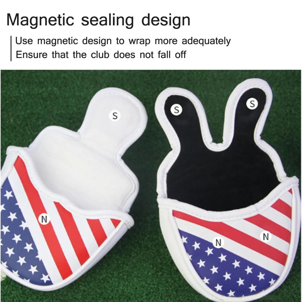 Description Picture 6 of itemGolf Putter Head Cover Magnetic Mallet Blade Headcover USA Star Stripes Eagle Flag Design, Magnet Closure Fit All Putters