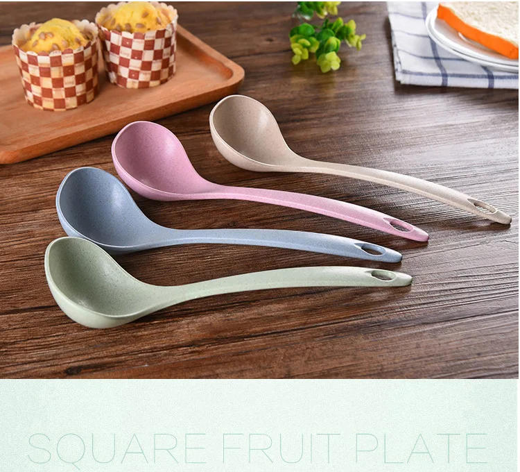 Description Picture 4 of itemFashion Eco-Friendly Wheat Straw Soup Spoon Stalk Spoon Rice Ladle Meal Dinner Scoop Kitchen Supplies Tableware  Serving Spoon