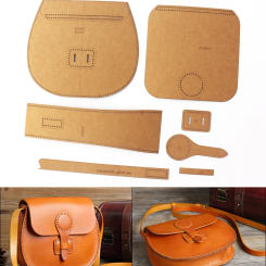 diy Leather kraft handbag sewing pattern diy handmade craft template size 21x19x6.5cm