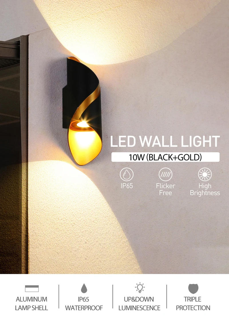 Description Picture 2 of itemCreative Design LED Wall Lamp 10W Indoor Wall Lights Waterproof Outdoor Modern Nordic Sconce Lamp Interior Home Decor Lámparas