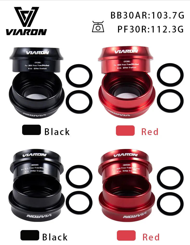 Description Picture 2 of itemVIARON MTB Bicycle Bottom Brackets BB30/PF30 Mountain Road Bicycle Central Shaft 7075AL CNC Waterproof Bearing 24mm Axis