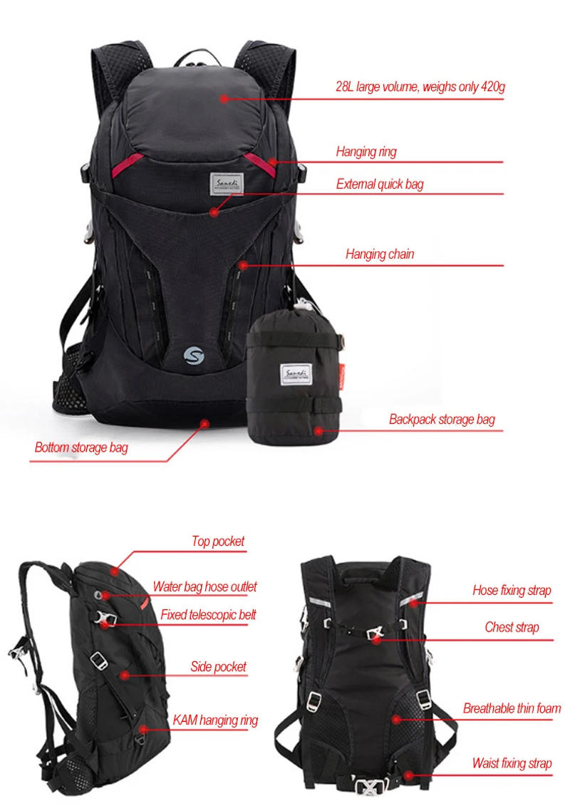 Description Picture 6 of itemLight Weight Camping Backpack Foldable Bags Men Folding Ultralight Outdoor Sports Hiking Travel Climbing Hiking Bag Rucksack