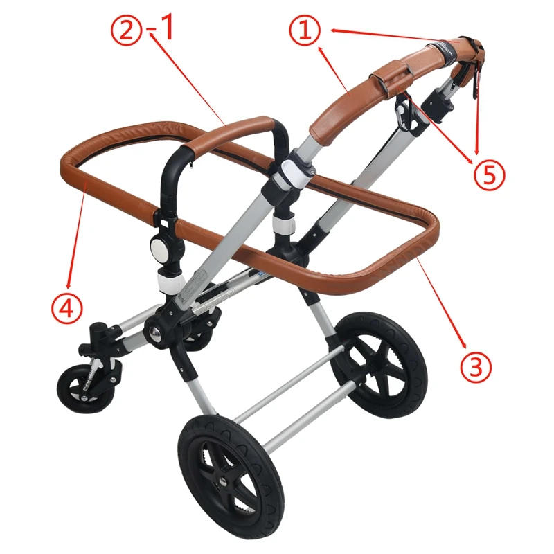 Description Picture 5 of itemNew Strollers Handle Covers For Bugaboo Cameleon 1 2 3 Plus Pu Leather Case Cover Armrest Bumber Covers Handle Pram Accessories