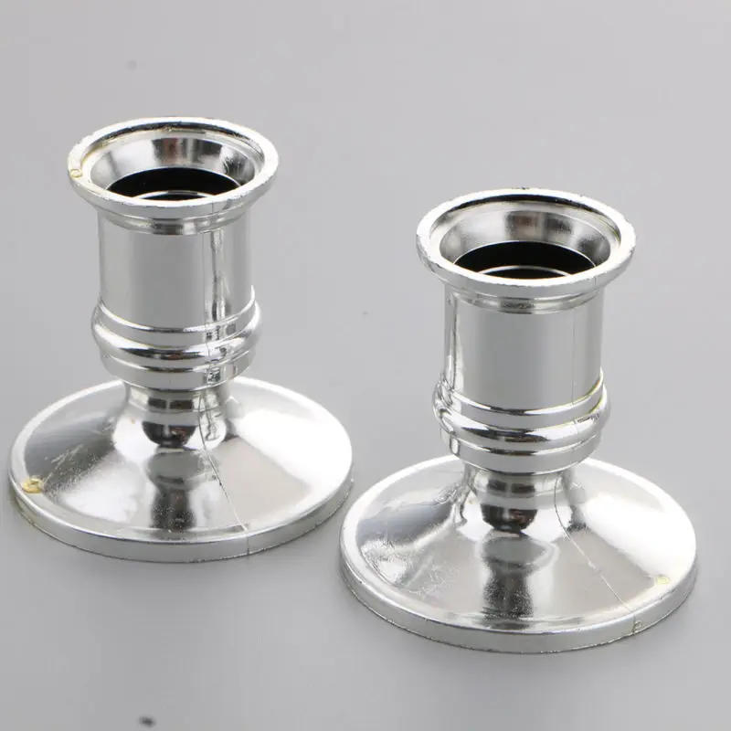 Description Picture 5 of item2pcs Sliver Pillar Candle Base Taper Candle Holder Candlestick Christmas Wedding Party Table Ornaments Home Decoration