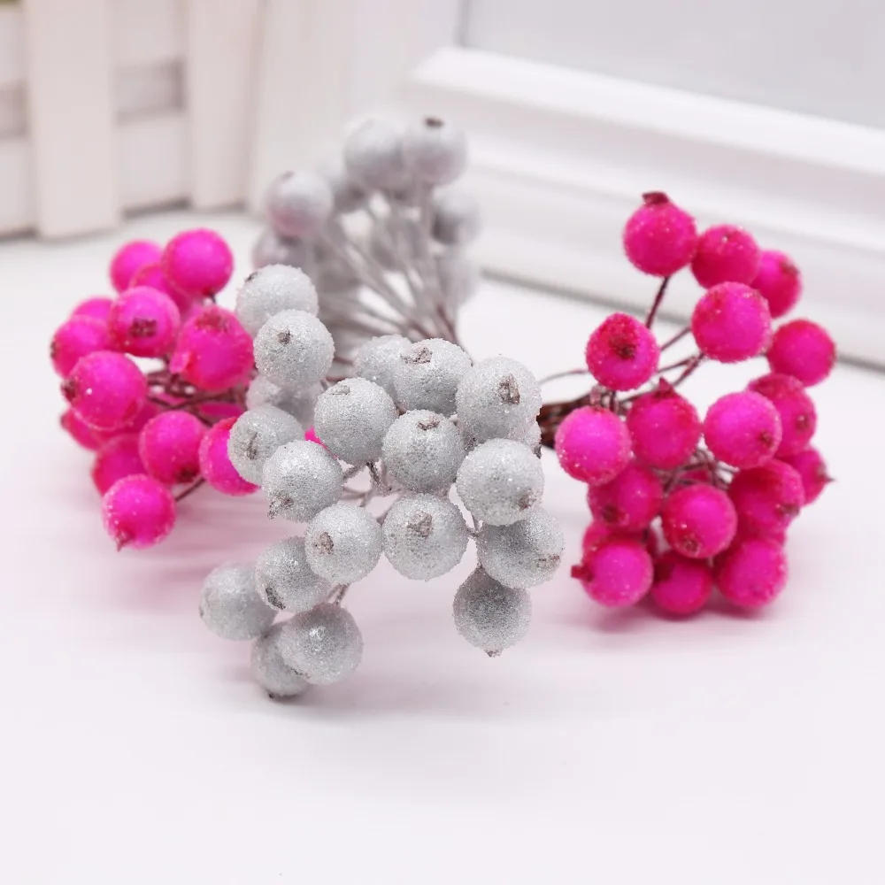 Description Picture 5 of item20pcs/40 Heads 1cm Mini Fake Fruit Small Double heads Berries Artificial Flower cherry Stamen Wedding Christmas Decorative