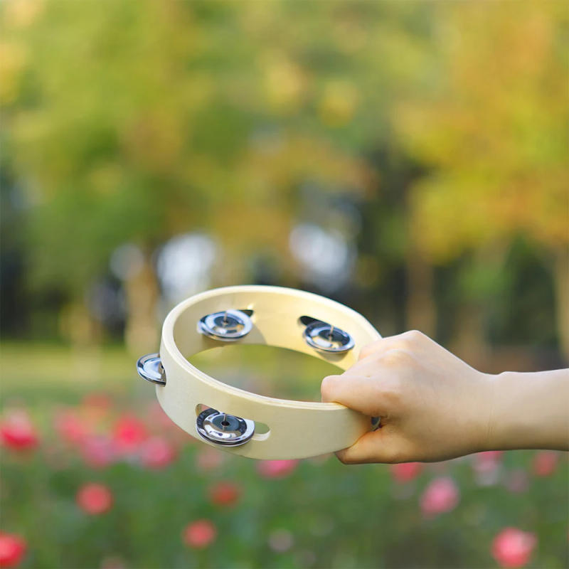 Description Picture 5 of item6 Inch Handbell Tambourine Metal Bell Wooden Rattle Ball Percussion Hand Bell Party Game Baby Toy Musical Instrument Kids Gift