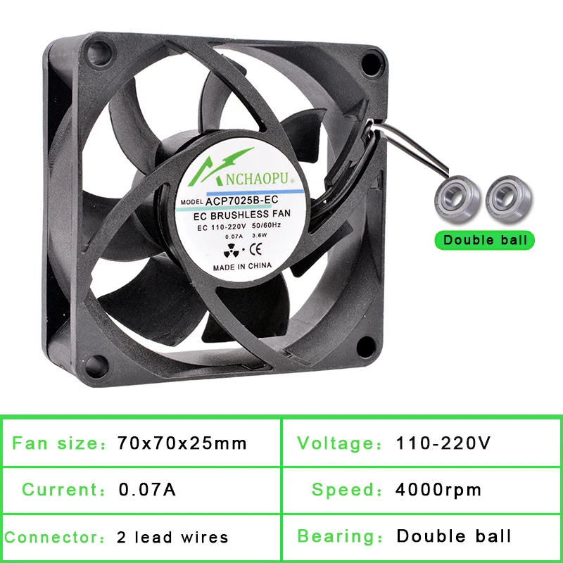 Description Picture 4 of itemANCHAOPU EC Brushless Cooling Fan AC 110V 120V 220V 240V Ball Bearing 2 lines 60mm 70mm 80mm 92mm 120mm 140mm For cabinets