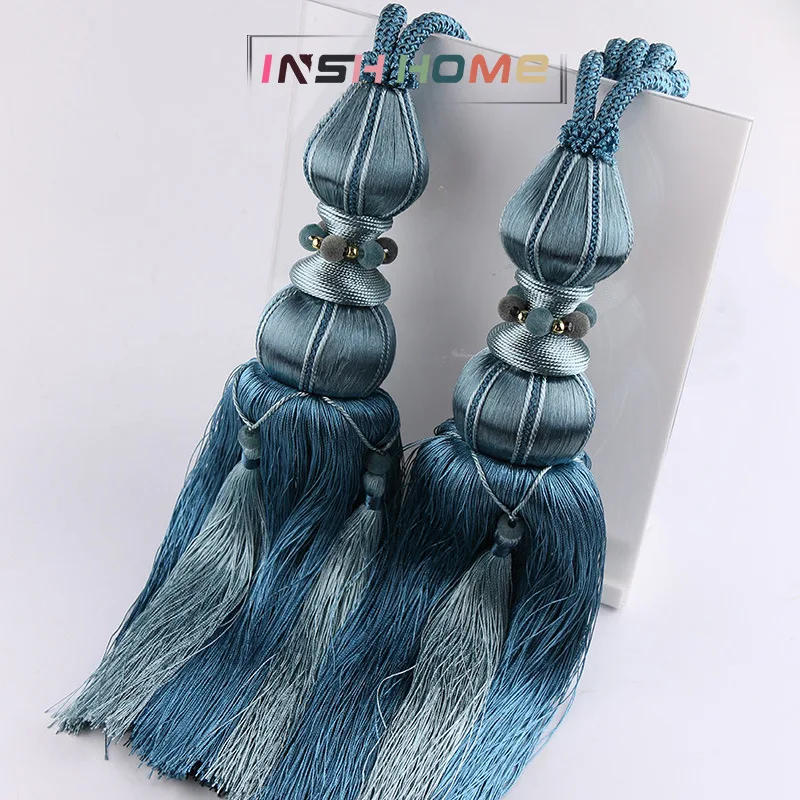 Description Picture 5 of item2Pcs Top Quality Curtain Buckle Strap Double Ball Tassels Tie Backs Home Decor European Style Curtains Accessories
