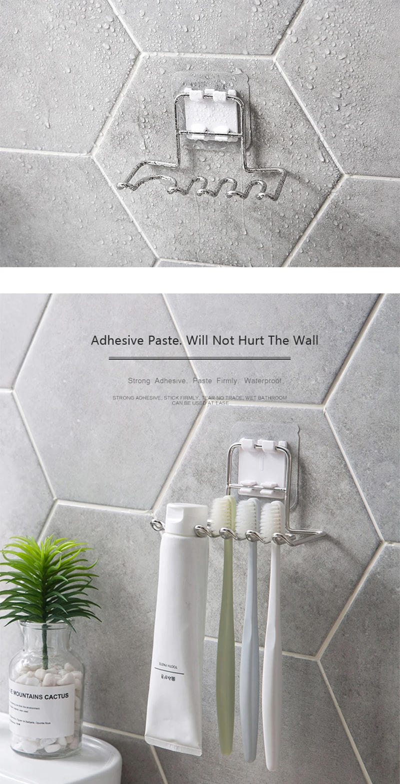 Description Picture 6 of itemWall Mounted Stainless Steel Toothbrush Holder Bathroom Tooth Brush Toothpaste Razor Organizers Stand Bathroom Accessories