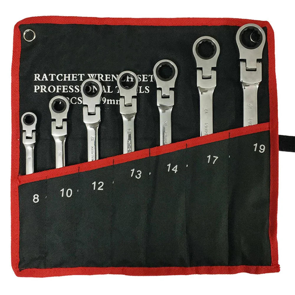 Description Picture 6 of item1 Pcs Metric Flex-Head Ratcheting Wrench , Chrome Vanadium Steel, Ratcheting Combination Wrench  Key Wrench for Car Maintenance
