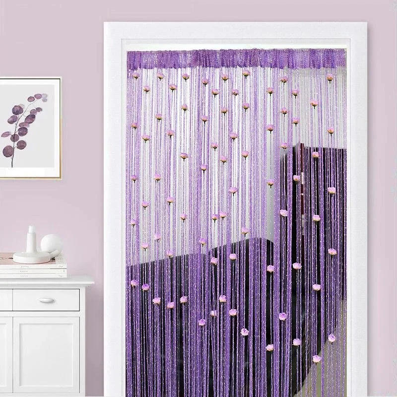 Description Picture 6 of itemDoor Line Curtain Rose Flower Shape Window Thread Hanging Vestibule String Curtains Tassel Valance Divider Decoration Home DIY