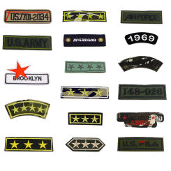 2 PCS Of Embroidery Sewing Ironing Military Rectangular Pattern Star English Badge Striped Clothing Hat Shoes Backpack DIY