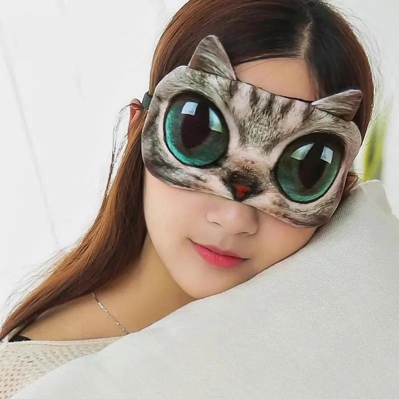 Description Picture 2 of item1PCS 3D Sleeping Mask Cute Cartoon Cat Dog Sleeping Eye Mask Eyeshade Cover Soft Portable Animal Blindfold Eyepatch Eye Cover