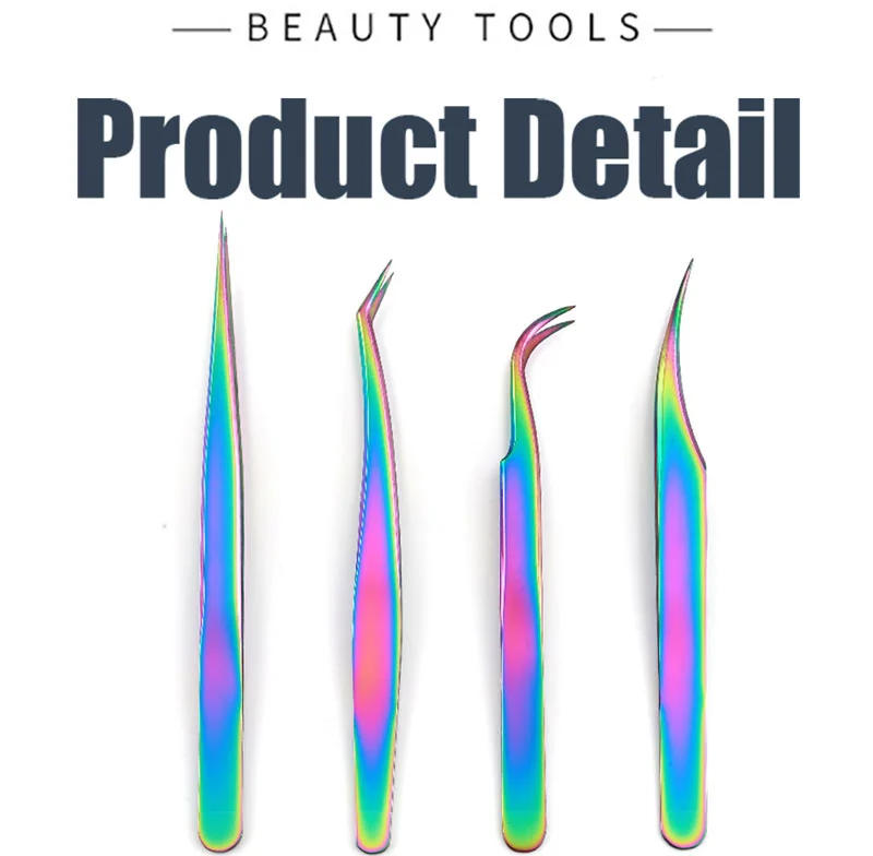 Description Picture 3 of item3 PCS False eyelashes Tweezers for eyebrows nail clip cilia soldering lash Fan sticker eyelash extension makeup tools supplies