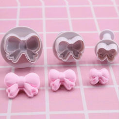 3pcs/set DIY Bow Knot Ties Bakeware Cookie Plunger Cutter Molds Embossed Stamp For Fondant Cake Biscuit Decorating Tool