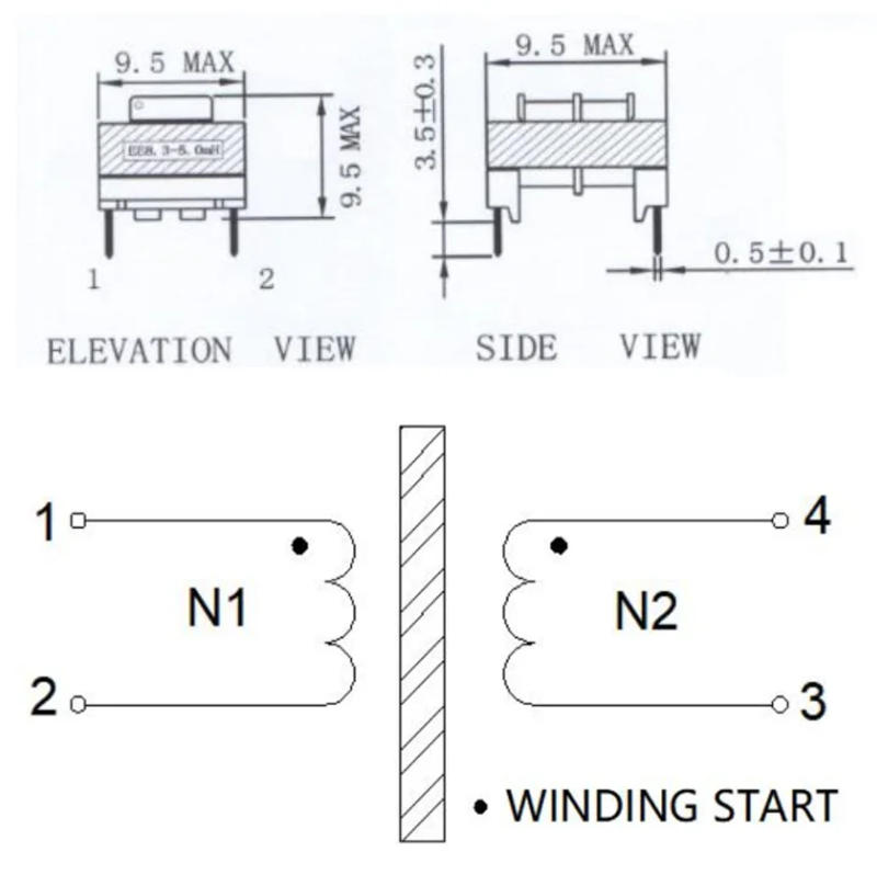 Description Picture 2 of item10pcs EE8.3 EE10 EE12 Common Mode Inductance 10MH 20MH 30MH 40MH 50MH 60MH 100MH Power Filter Inductor Coil Transformer Inductor